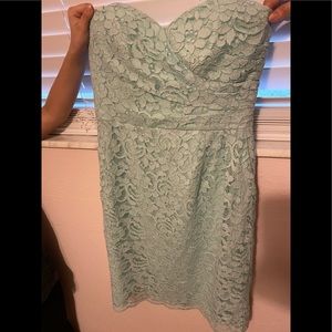 Davids Bridal mint sz 4 lace strapless bridesmaid